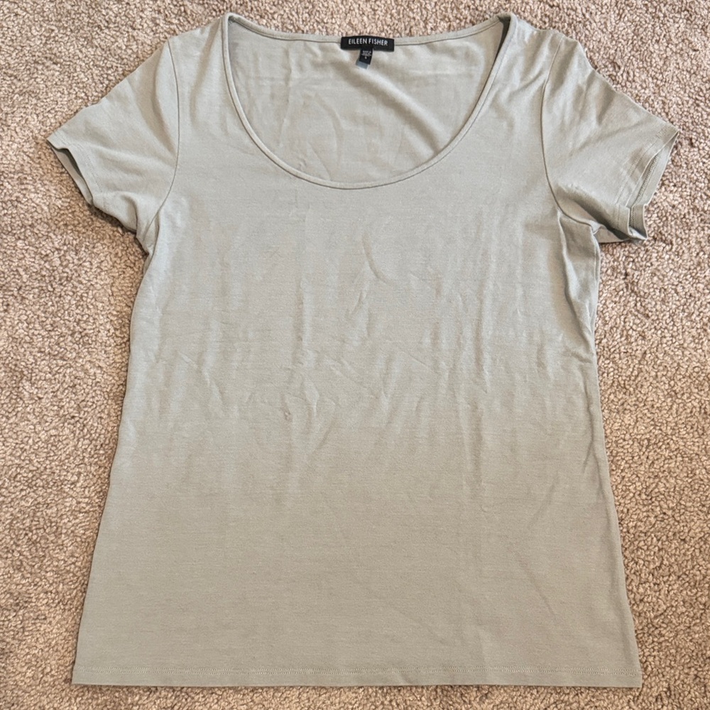 Eileen Fisher Sage Green Short Sleeve Top